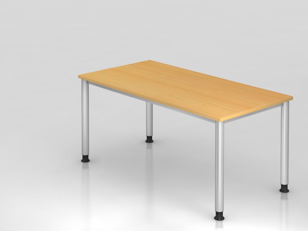 Hammerbacher Schreibtisch 4Fuß-rd.160x80cm Buche/Silber Produktbild Hammerbacher Schreibtisch 4Fuß-rd.160x80cm Buche/Silber