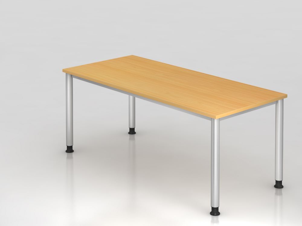 Hammerbacher HS19 Schreibtisch 4 Fuß 180 x 80 cm Buche / Silber Höhe 68,5 - 81cm Produktbild Hammerbacher HS19 Schreibtisch 4 Fuß 180 x 80 cm Buche / Silber Höhe 68,5 - 81cm