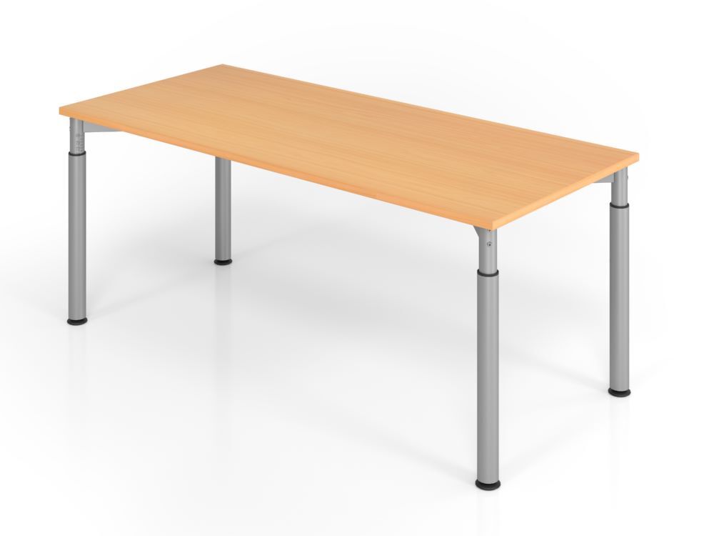 Hammerbacher Schreibtisch YS19 4 Fuß 180 x 80 cm Buche / Silber Höhe 68 - 82 cm Produktbild Hammerbacher Schreibtisch YS19 4 Fuß 180 x 80 cm Buche / Silber Höhe 68 - 82 cm