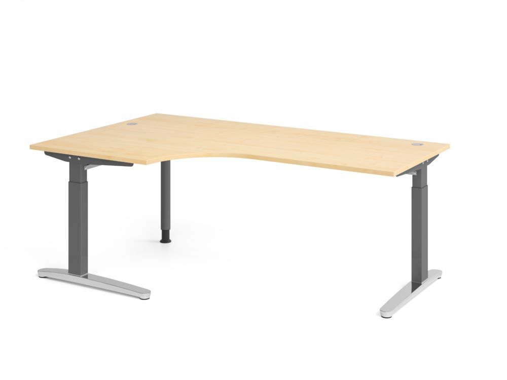Produktbild Hammerbacher Schreibtisch C-Fuß 200x120cm 90 Grad Ahorn/Graphit