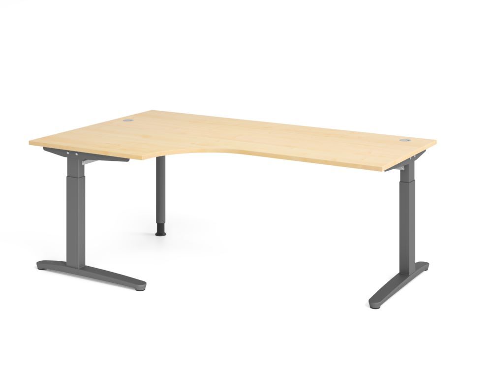 Produktbild Hammerbacher Schreibtisch C-Fuß 200x120cm 90 Grad Ahorn/Graphit