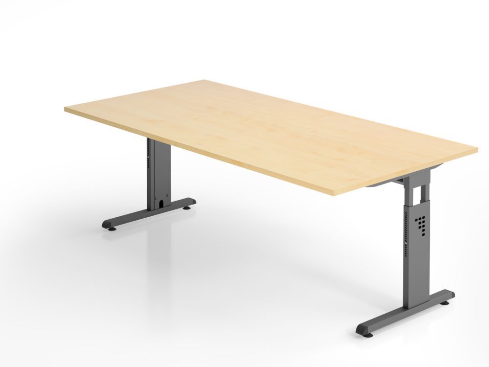 Hammerbacher Schreibtisch C-Fuß Arbeitshöhe 65 - 85 cm 200 x 100 cm Ahorn / Graphit Produktbild Hammerbacher Schreibtisch C-Fuß Arbeitshöhe 65 - 85 cm 200 x 100 cm Ahorn / Graphit