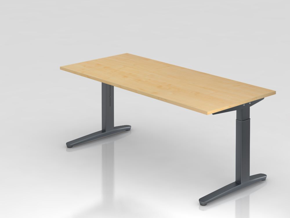 Hammerbacher Schreibtisch C Fuß in graphit Maße 180 x 80 cm Platte Ahorn Produktbild Hammerbacher Schreibtisch C Fuß in graphit Maße 180 x 80 cm Platte Ahorn