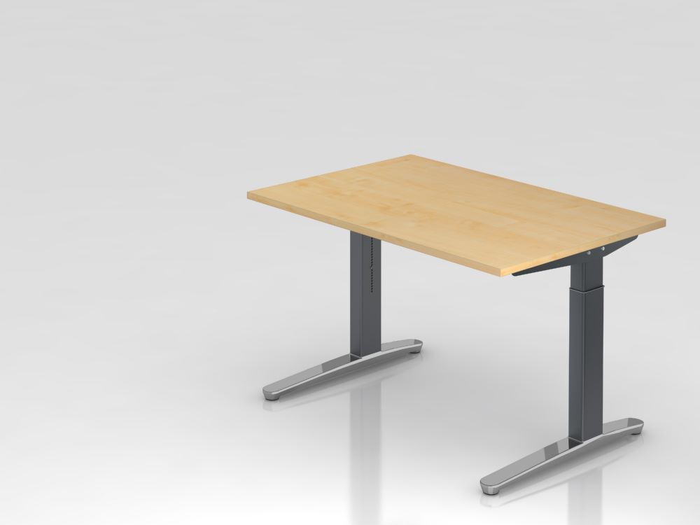 Hammerbacher Schreibtisch C-Fuß 120x80cm Ahorn/GraphitPo Produktbild Hammerbacher Schreibtisch C-Fuß 120x80cm Ahorn/GraphitPo