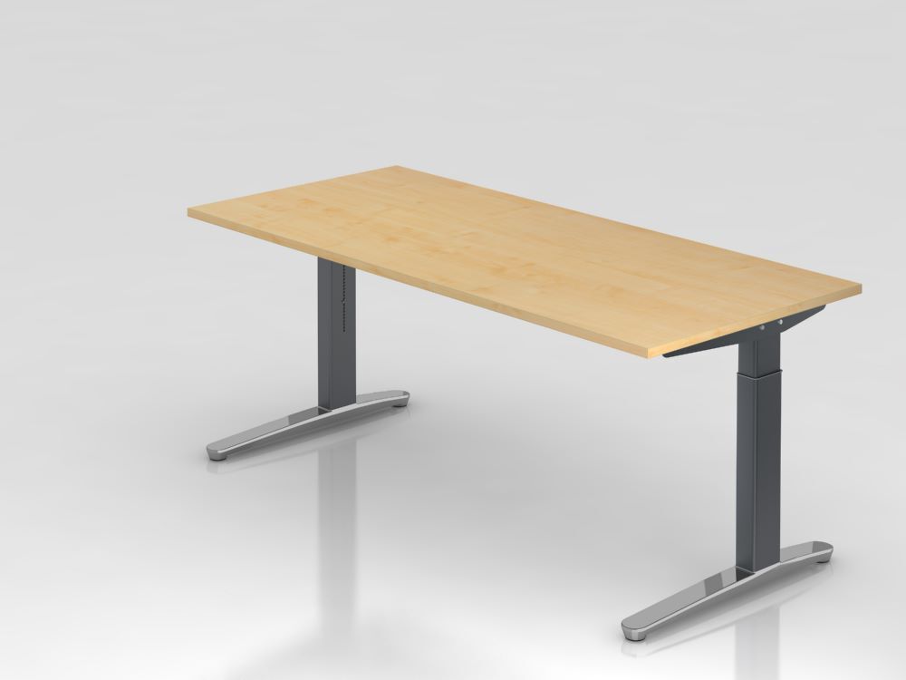 Hammerbacher Schreibtisch C Fuß in graphit 180 x 80 cm Platte Ahorn Produktbild Hammerbacher Schreibtisch C Fuß in graphit 180 x 80 cm Platte Ahorn
