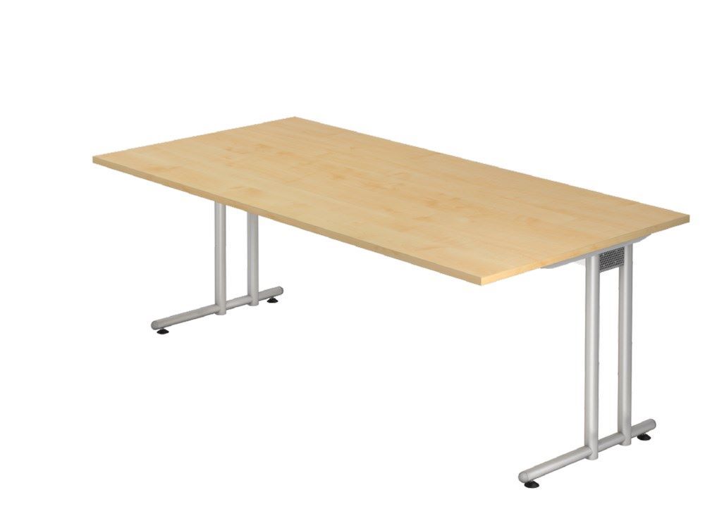 Hammerbacher Schreibtisch C-Fuß 200 x 100 cm Ahorn Silber Produktbild Hammerbacher Schreibtisch C-Fuß 200 x 100 cm Ahorn Silber