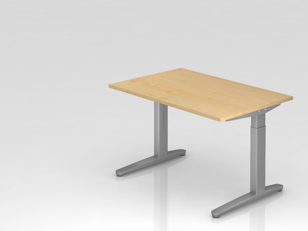 Hammerbacher Schreibtisch C-Fuß 120 x 80 cm Ahorn / Silber Arbeitshöhe 65 - 85 cm Produktbild Hammerbacher Schreibtisch C-Fuß 120 x 80 cm Ahorn / Silber Arbeitshöhe 65 - 85 cm