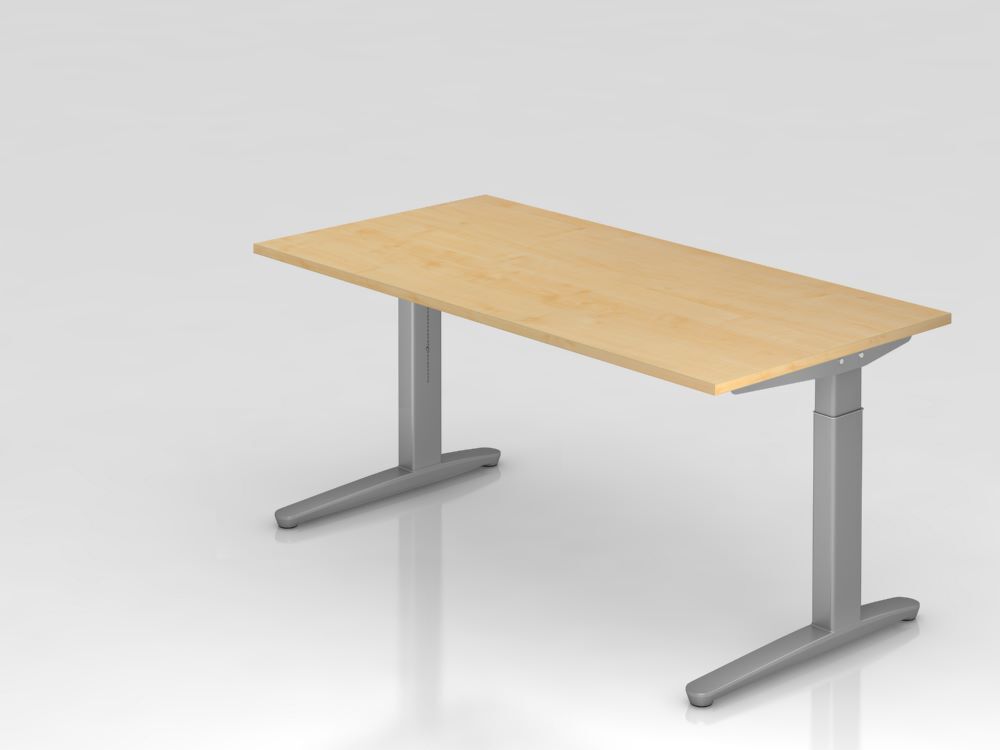 Hammerbacher Schreibtisch C-Fuß 160 x 80 cm Ahorn / Silber Produktbild Hammerbacher Schreibtisch C-Fuß 160 x 80 cm Ahorn / Silber