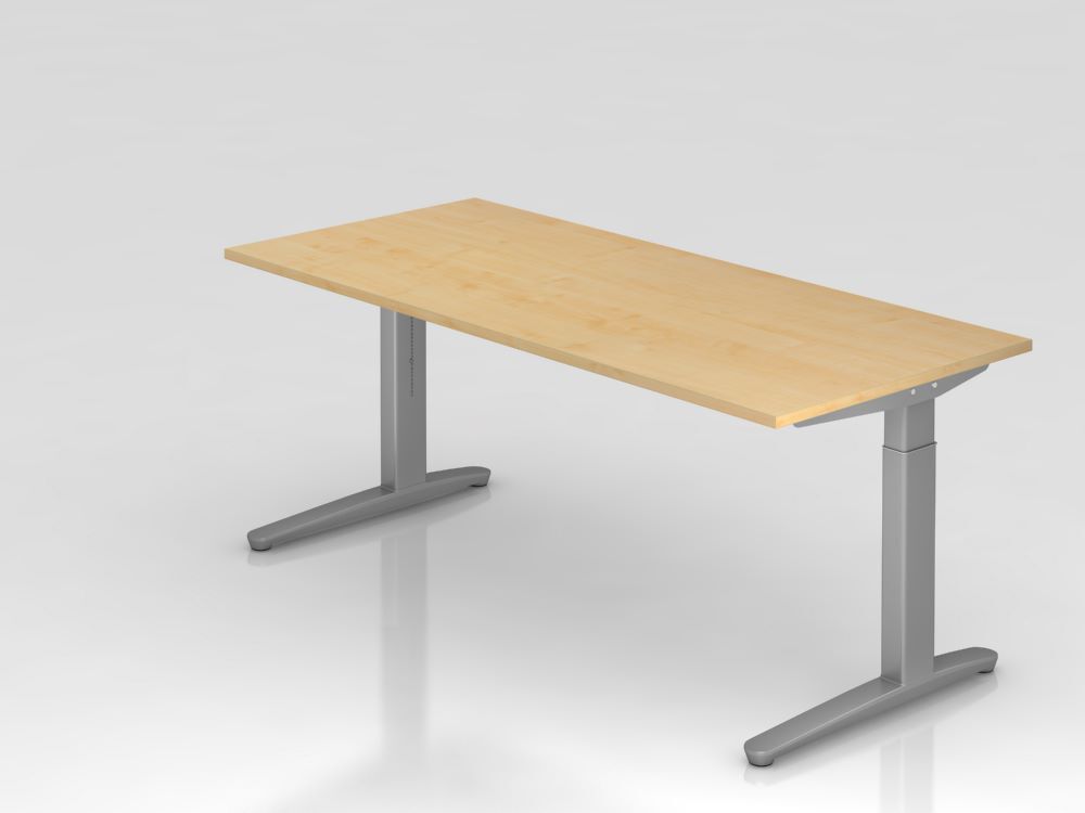 Hammerbacher Schreibtisch C Fuß in silber 180 x 80 cm Platte 25 mm Ahorn Produktbild Hammerbacher Schreibtisch C Fuß in silber 180 x 80 cm Platte 25 mm Ahorn