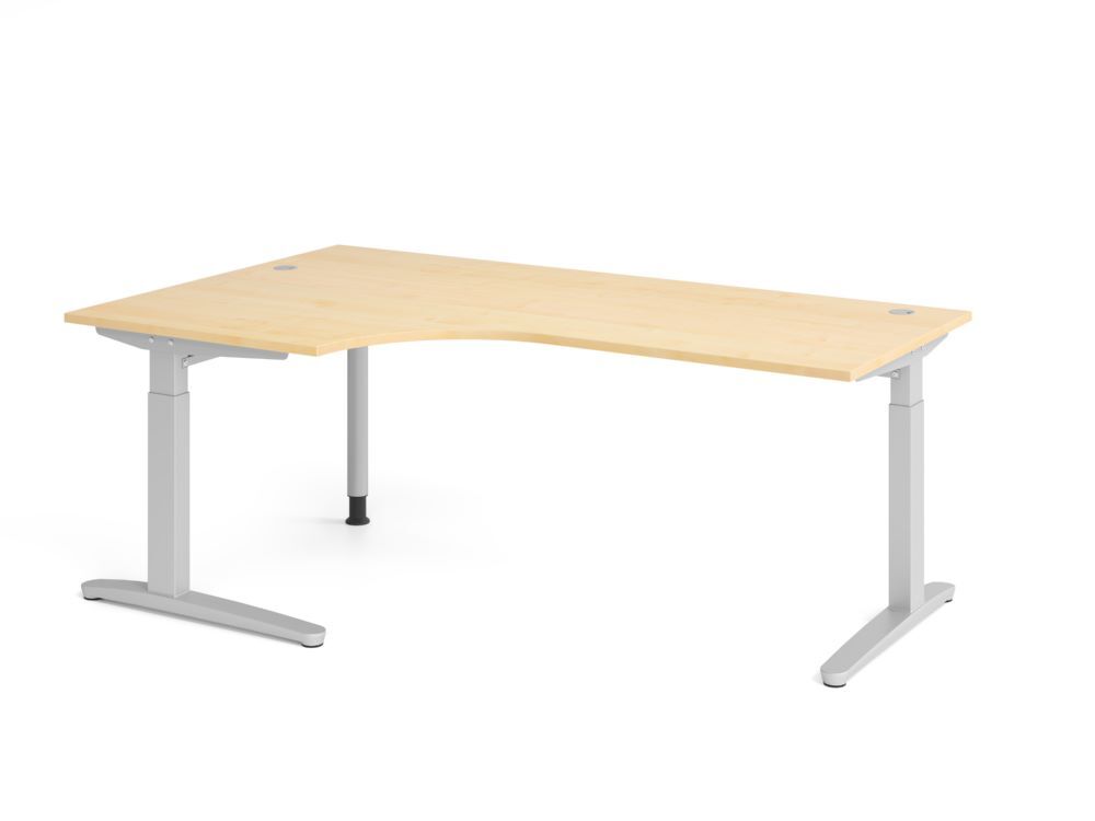 Produktbild Hammerbacher Schreibtisch C-Fuß 200x120cm 90 Grad Ahorn/Silber