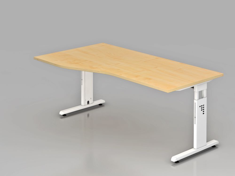 Hammerbacher Schreibtisch C-Fuß Weiß 180 x 100 / 80 cm Platte Ahorn 25 mm Produktbild Hammerbacher Schreibtisch C-Fuß Weiß 180 x 100 / 80 cm Platte Ahorn 25 mm
