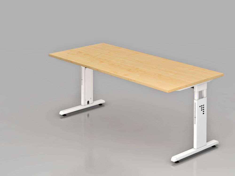 Hammerbacher OS19 Schreibtisch C-Fuß höheneinstellbar 180 x 80 cm Ahorn / Weiß Produktbild Hammerbacher OS19 Schreibtisch C-Fuß höheneinstellbar 180 x 80 cm Ahorn / Weiß