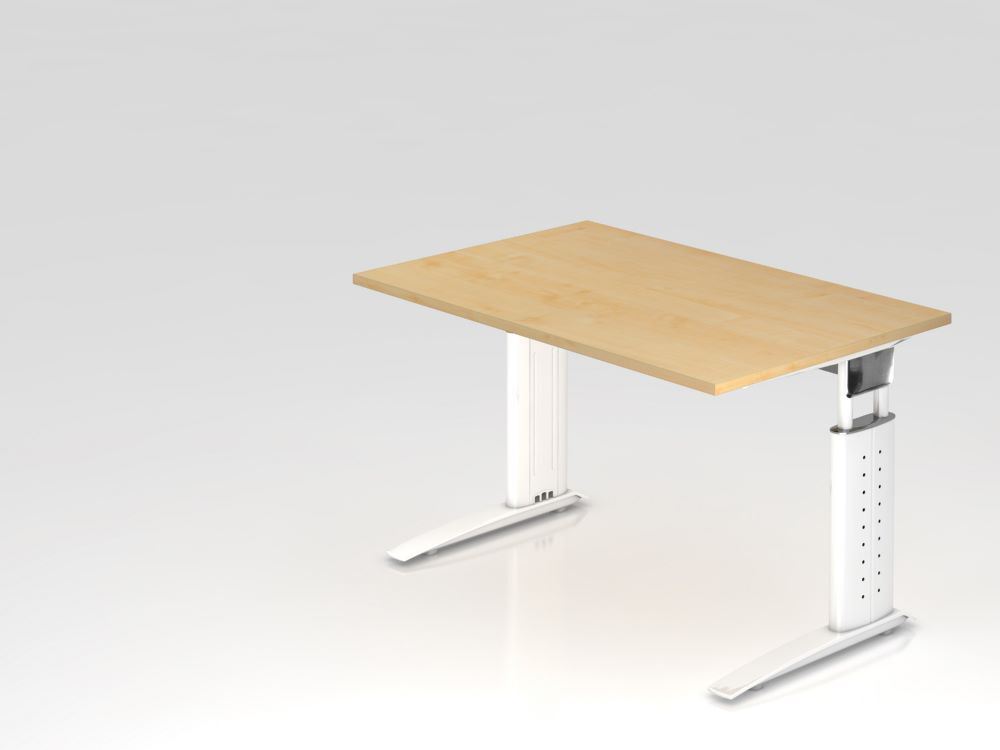 Hammerbacher Schreibtisch C-Fuß Ahorn / Weiß 120 x 80 cm Produktbild Hammerbacher Schreibtisch C-Fuß Ahorn / Weiß 120 x 80 cm