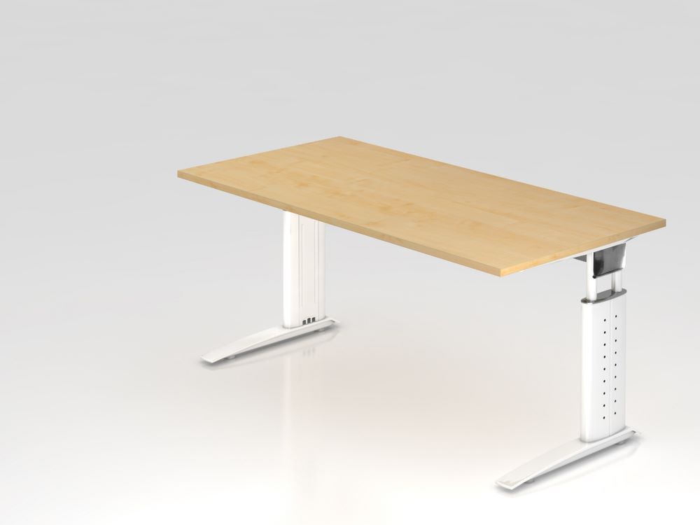 Hammerbacher Schreibtisch C-Fuß-Gestell in Weiß 160 x 80 cm Ahorn Produktbild Hammerbacher Schreibtisch C-Fuß-Gestell in Weiß 160 x 80 cm Ahorn