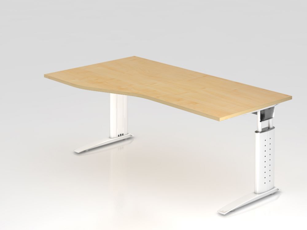 Hammerbacher Schreibtisch US18 C-Fuß 180 x 100 / 80 cm Ahorn / Weiß Höhe 68 - 86 cm Produktbild Hammerbacher Schreibtisch US18 C-Fuß 180 x 100 / 80 cm Ahorn / Weiß Höhe 68 - 86 cm