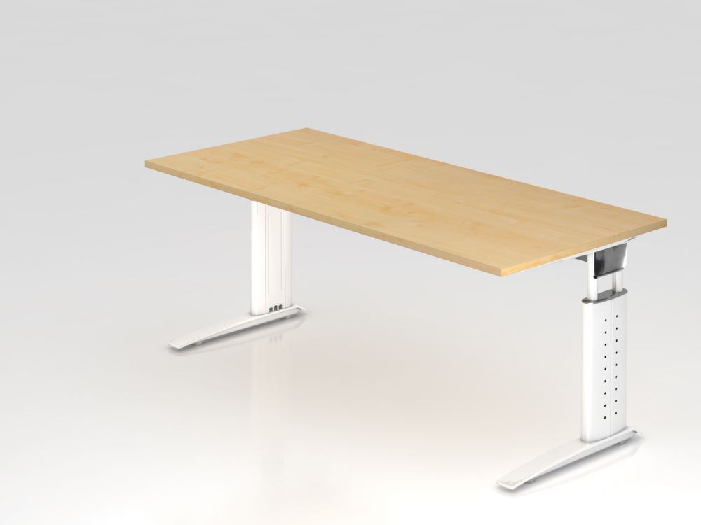 Hammerbacher US19 Schreibtisch C-Fuß 180 x 80 cm Ahorn / Weiß Höhe 68 - 86 cm Produktbild Hammerbacher US19 Schreibtisch C-Fuß 180 x 80 cm Ahorn / Weiß Höhe 68 - 86 cm