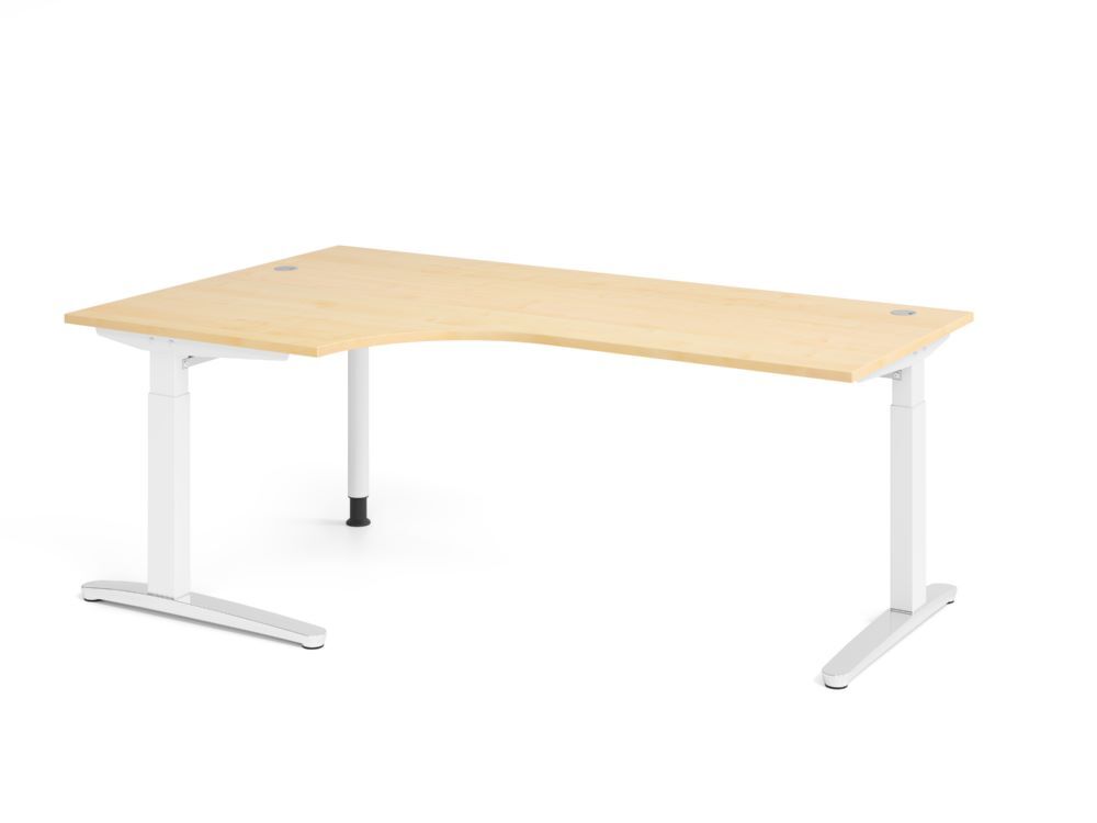 Produktbild Hammerbacher Schreibtisch C-Fuß 200x120cm 90 Grad Ahorn/Weiß