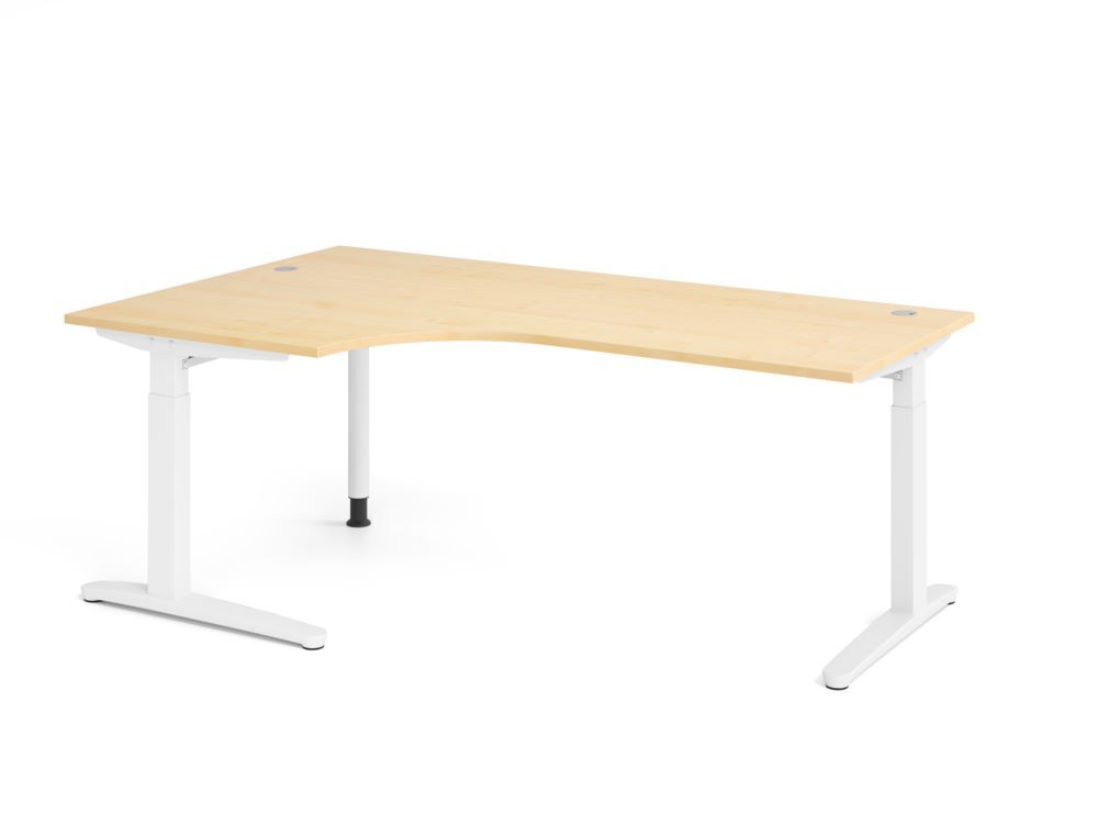 Produktbild Hammerbacher Schreibtisch C-Fuß 200x120cm 90 Grad Ahorn/Weiß