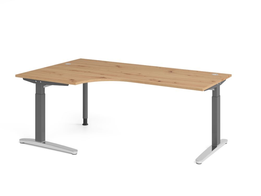 Produktbild Hammerbacher Schreibtisch C-Fuß 200x120cm 90 Grad Asteiche/Graphit