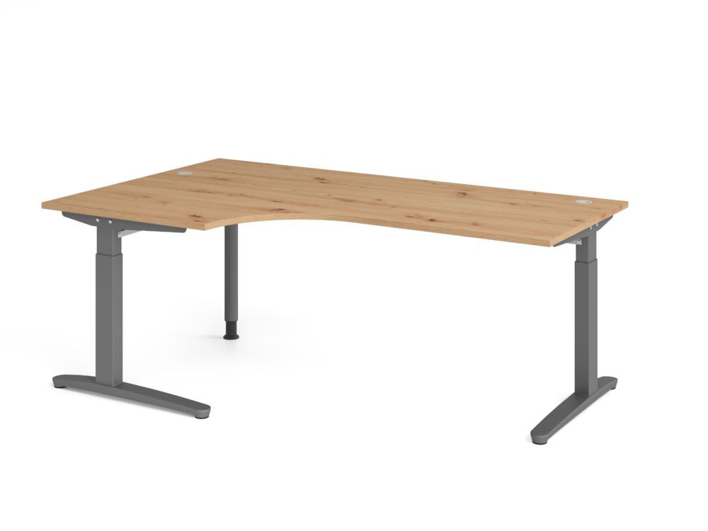 Produktbild Hammerbacher Schreibtisch C-Fuß 200x120cm 90 Grad Asteiche/Graphit