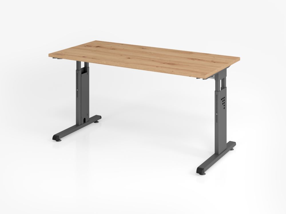 Hammerbacher Schreibtisch C-Fuß 140 x 67 cm Asteiche / Graphit Produktbild Hammerbacher Schreibtisch C-Fuß 140 x 67 cm Asteiche / Graphit
