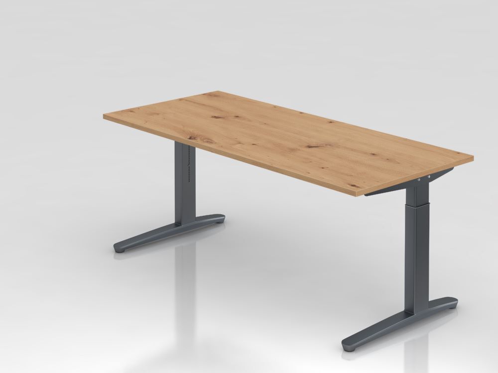 Hammerbacher Schreibtisch mit Kabelwanne 180 x 80 cm Asteiche und Graphit Hammerbacher Schreibtisch mit Kabelwanne 180 x 80 cm Asteiche und Graphit