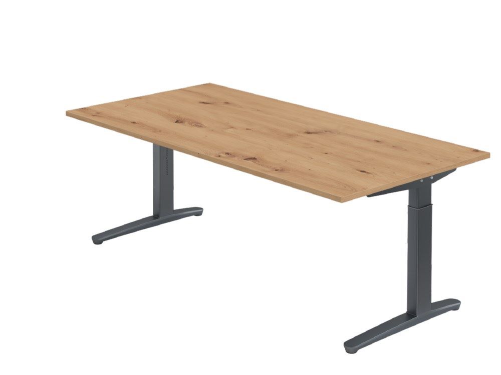 Hammerbacher Schreibtisch C-Fuß 200 x 100 cm Asteiche Graphit Produktbild Hammerbacher Schreibtisch C-Fuß 200 x 100 cm Asteiche Graphit