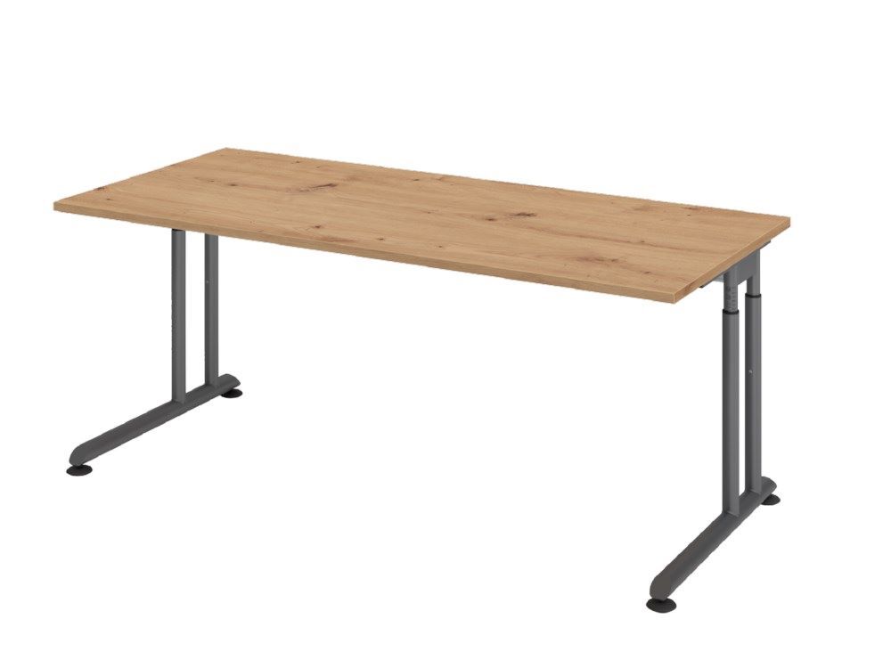 Hammerbacher Schreibtisch C-Fuß 180 x 80 cm Asteiche Graphit Produktbild Hammerbacher Schreibtisch C-Fuß 180 x 80 cm Asteiche Graphit