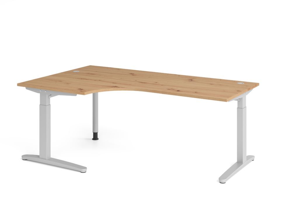Produktbild Hammerbacher Schreibtisch C-Fuß 200x120cm 90 Grad Asteiche/Silber