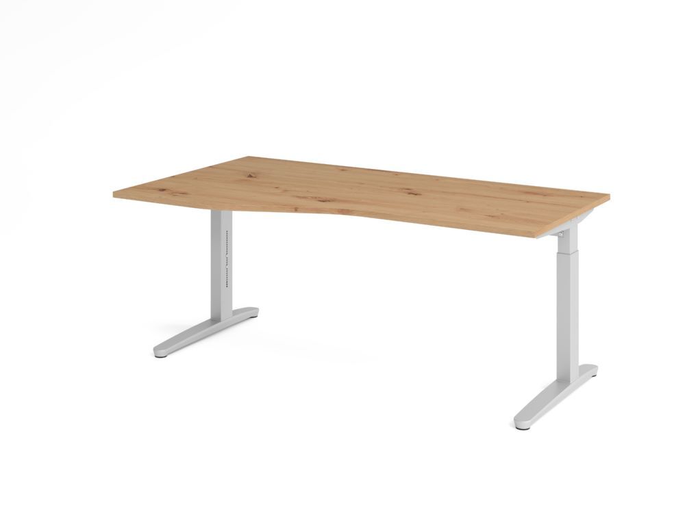 Produktbild Hammerbacher Schreibtisch C-Fuß 180x100/80cm Asteiche/Silber