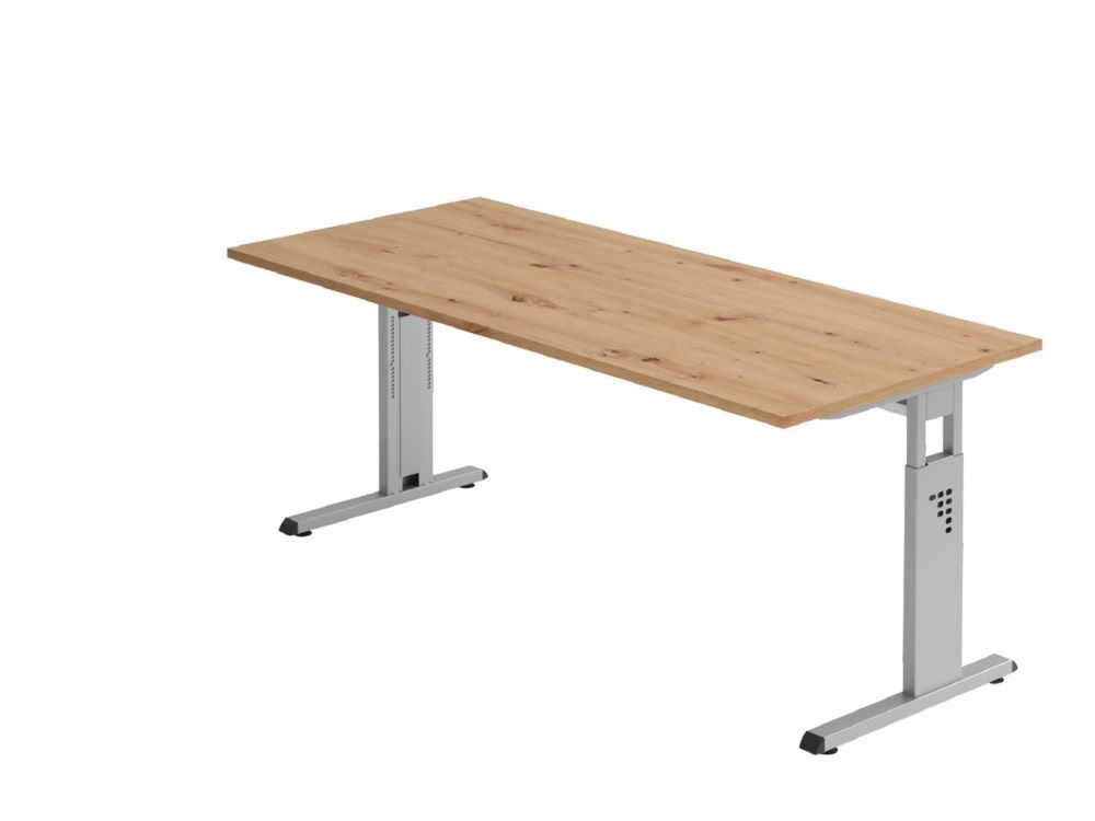 Hammerbacher Schreibtisch C-Fuß 180 x 80 cm Asteiche Silber Produktbild Hammerbacher Schreibtisch C-Fuß 180 x 80 cm Asteiche Silber