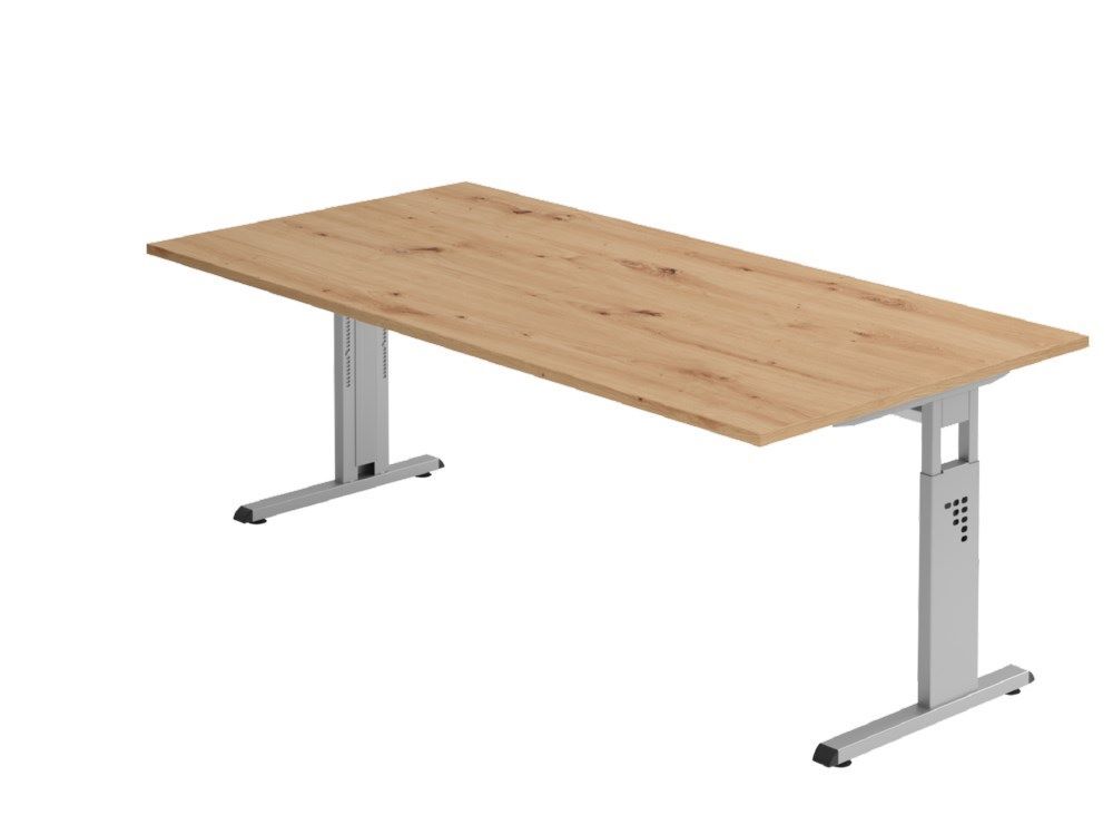 Hammerbacher Schreibtisch C-Fuß 200 x 100 cm Asteiche Silber Produktbild Hammerbacher Schreibtisch C-Fuß 200 x 100 cm Asteiche Silber