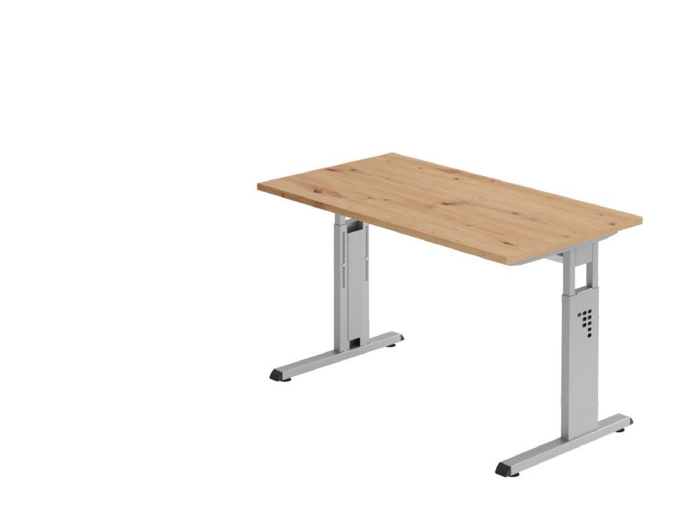 Hammerbacher Schreibtisch C-Fuß 120 x 67 cm Asteiche Silber Produktbild Hammerbacher Schreibtisch C-Fuß 120 x 67 cm Asteiche Silber