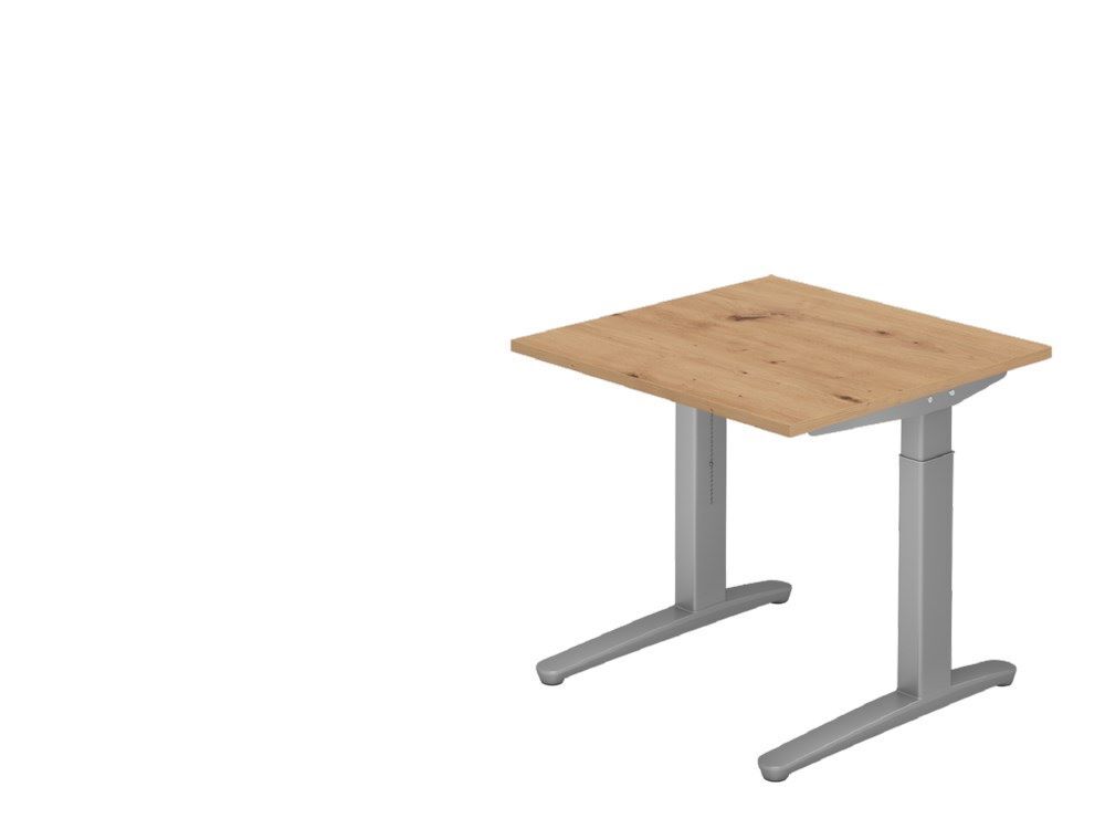 Hammerbacher Schreibtisch C-Fuß 80 x 80 cm Asteiche / Silber Produktbild Hammerbacher Schreibtisch C-Fuß 80 x 80 cm Asteiche / Silber