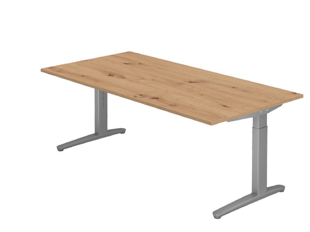 Hammerbacher Schreibtisch C-Fuß 200 x 100 cm Asteiche Silber Produktbild Hammerbacher Schreibtisch C-Fuß 200 x 100 cm Asteiche Silber