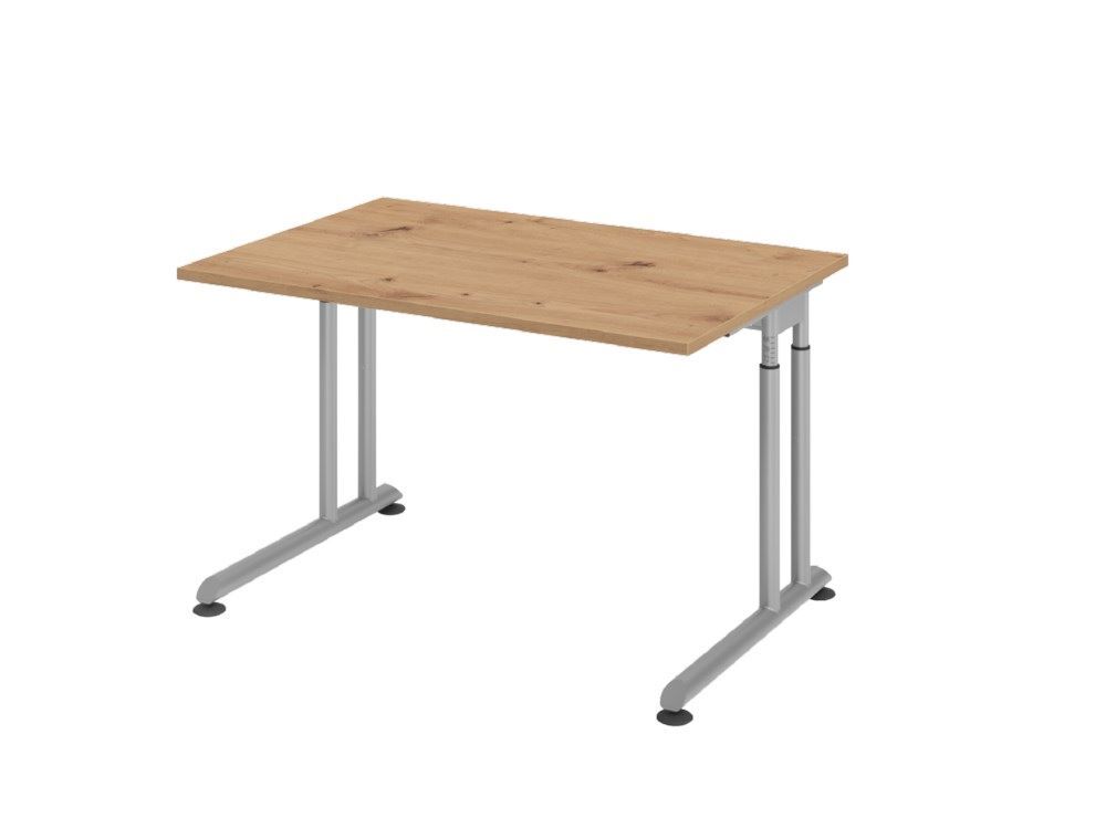 Hammerbacher Schreibtisch C-Fuß 120 x 80 cm Asteiche Silber Produktbild Hammerbacher Schreibtisch C-Fuß 120 x 80 cm Asteiche Silber