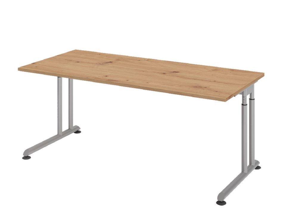 Hammerbacher Schreibtisch C-Fuß 180 x 80 cm Asteiche Silber Produktbild Hammerbacher Schreibtisch C-Fuß 180 x 80 cm Asteiche Silber