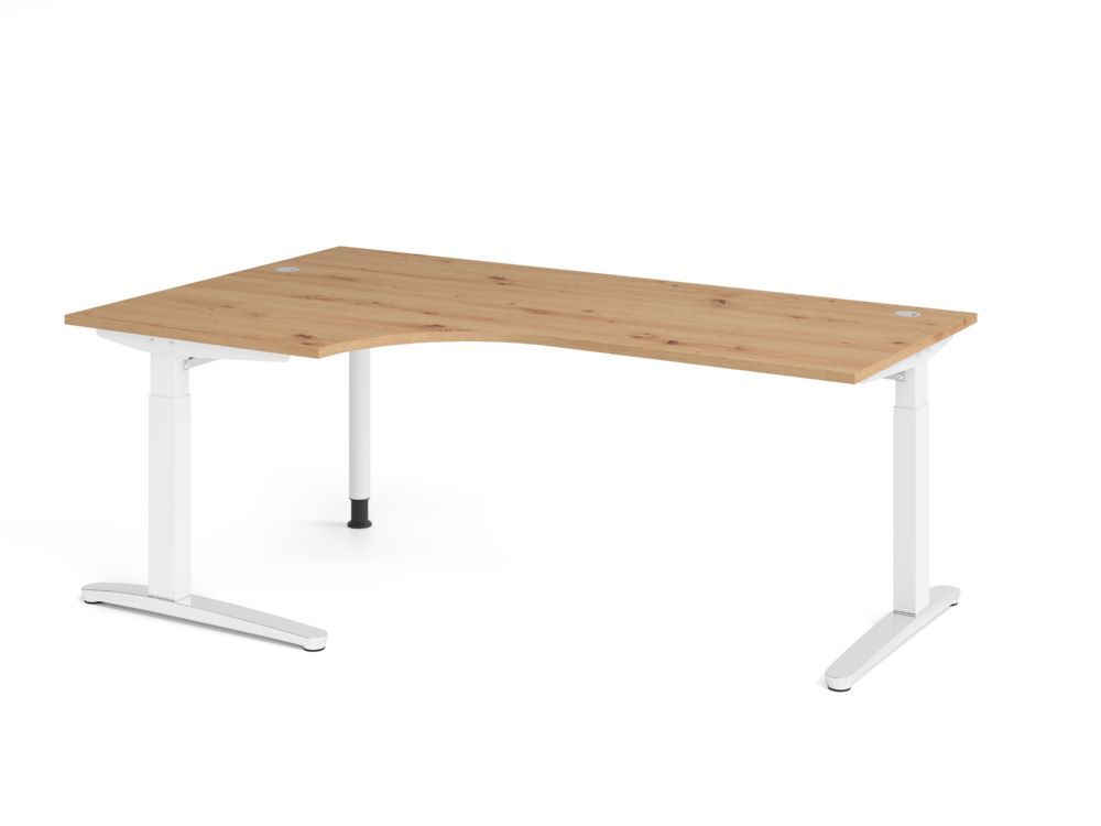 Produktbild Hammerbacher Schreibtisch C-Fuß 200x120cm 90 Grad Asteiche/Weiß