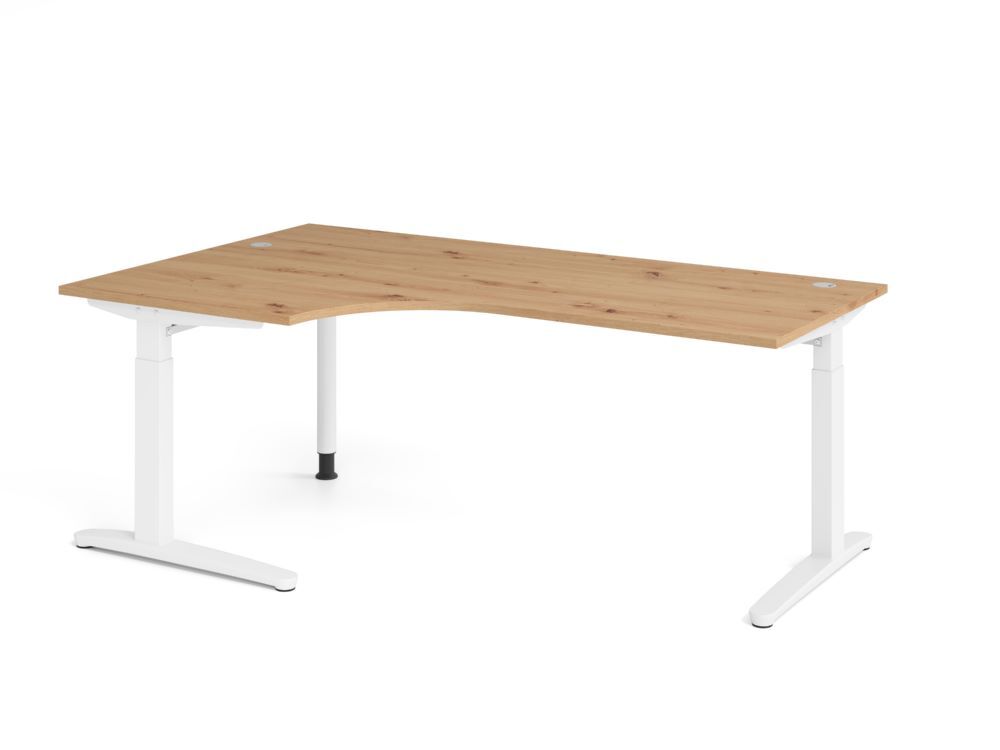 Produktbild Hammerbacher Schreibtisch C-Fuß 200x120cm 90 Grad Asteiche/Weiß