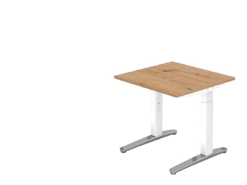 Hammerbacher Schreibtisch C-Fuß 80 x 80 cm Asteiche Weiß poliert Produktbild Hammerbacher Schreibtisch C-Fuß 80 x 80 cm Asteiche Weiß poliert