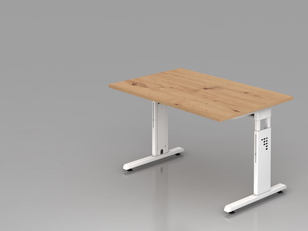Hammerbacher Schreibtisch C-Fuß OS12 120 x 80 cm Asteiche / Weiß Produktbild Hammerbacher Schreibtisch C-Fuß OS12 120 x 80 cm Asteiche / Weiß