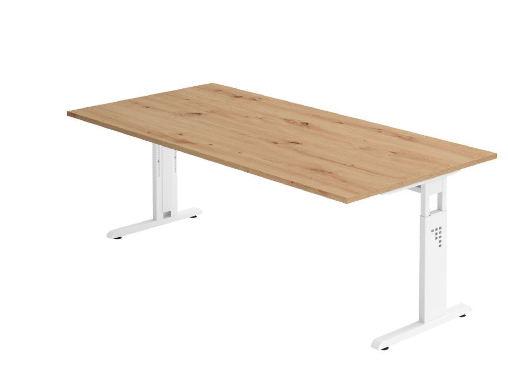 Hammerbacher Schreibtisch C-Fuß 200 x 100 cm Asteiche Weiß Produktbild Hammerbacher Schreibtisch C-Fuß 200 x 100 cm Asteiche Weiß
