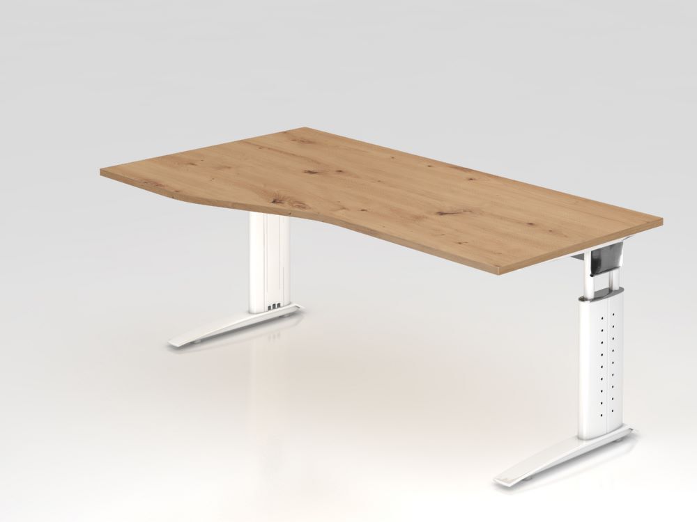 Produktbild Hammerbacher Schreibtisch C-Fuß 180x100/80cm Asteiche/Weiß