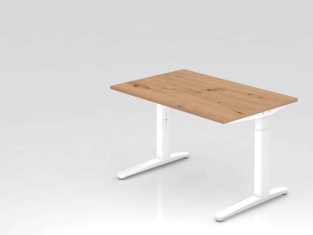Hammerbacher Schreibtisch C-Fuß 120 x 80 cm Asteiche / Weiß Arbeitshöhe 65 - 85 cm Produktbild Hammerbacher Schreibtisch C-Fuß 120 x 80 cm Asteiche / Weiß Arbeitshöhe 65 - 85 cm