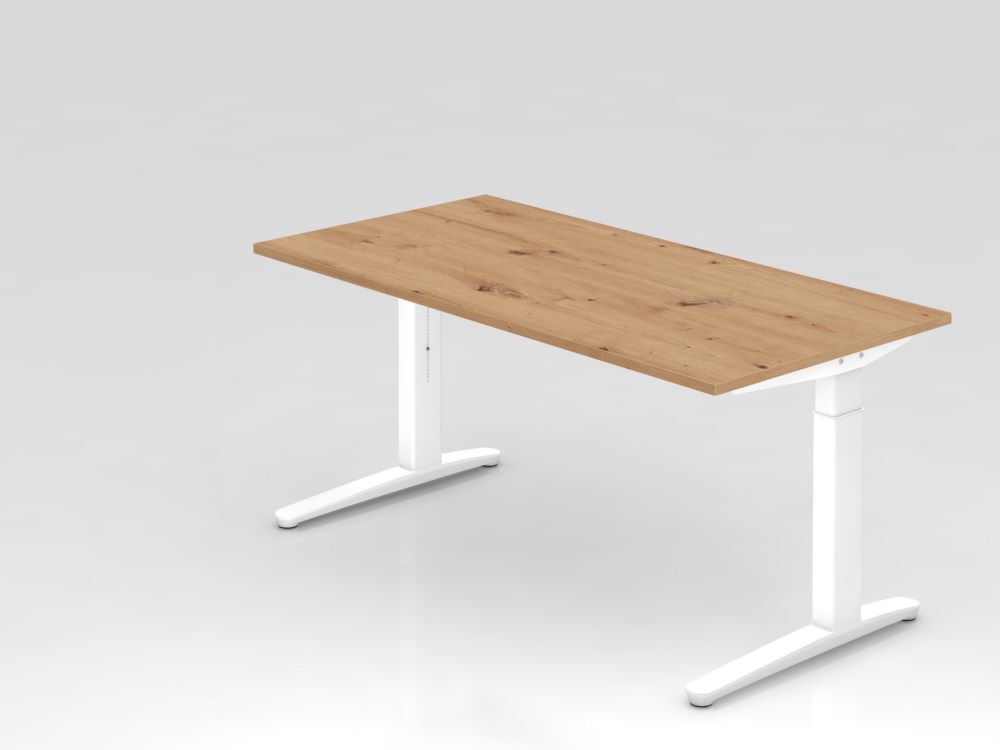 Hammerbacher Schreibtisch C Fuß in weiß Maße 160 x 80 cm Asteiche Produktbild Hammerbacher Schreibtisch C Fuß in weiß Maße 160 x 80 cm Asteiche