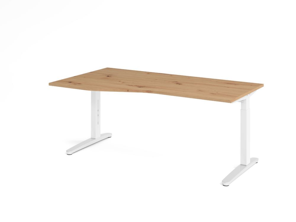 Produktbild Hammerbacher Schreibtisch C-Fuß 180x100/80cm Asteiche/Weiß