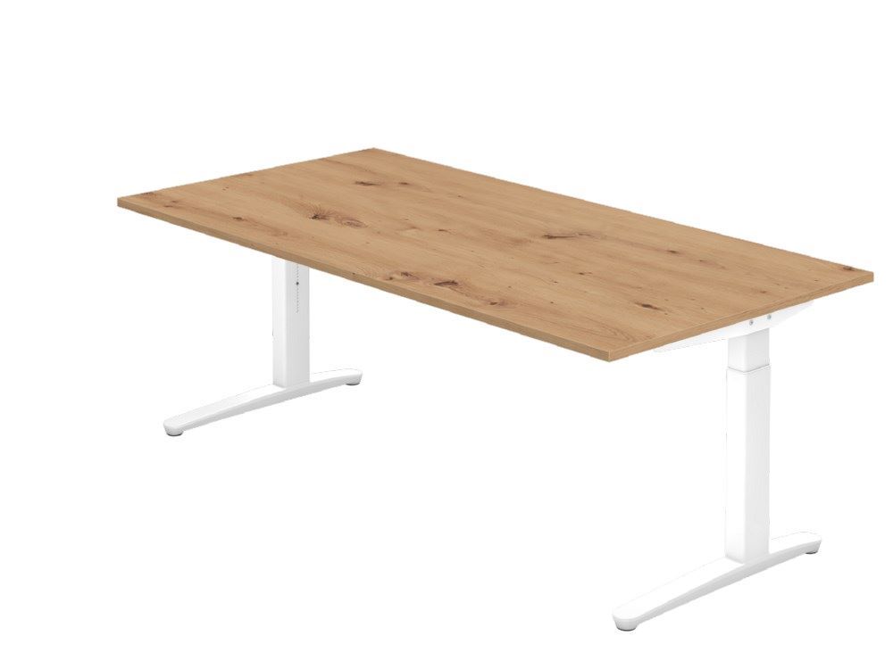 Hammerbacher Schreibtisch C-Fuß 200 x 100 cm Asteiche Weiß Produktbild Hammerbacher Schreibtisch C-Fuß 200 x 100 cm Asteiche Weiß