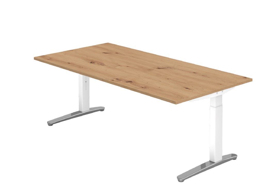 Hammerbacher Schreibtisch C-Fuß 200 x 100 cm Asteiche Weiß Produktbild Hammerbacher Schreibtisch C-Fuß 200 x 100 cm Asteiche Weiß