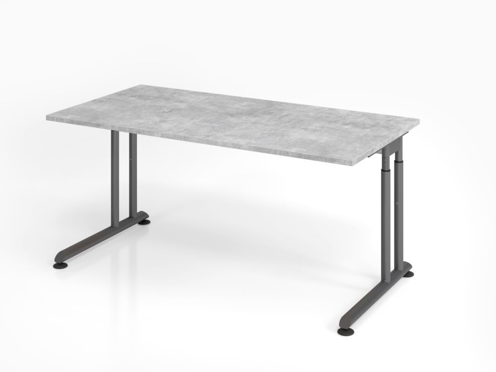 Hammerbacher Schreibtisch ZS16 C-Fuß 160 x 80 cm Beton / Graphit höheneinstellbar Produktbild Hammerbacher Schreibtisch ZS16 C-Fuß 160 x 80 cm Beton / Graphit höheneinstellbar