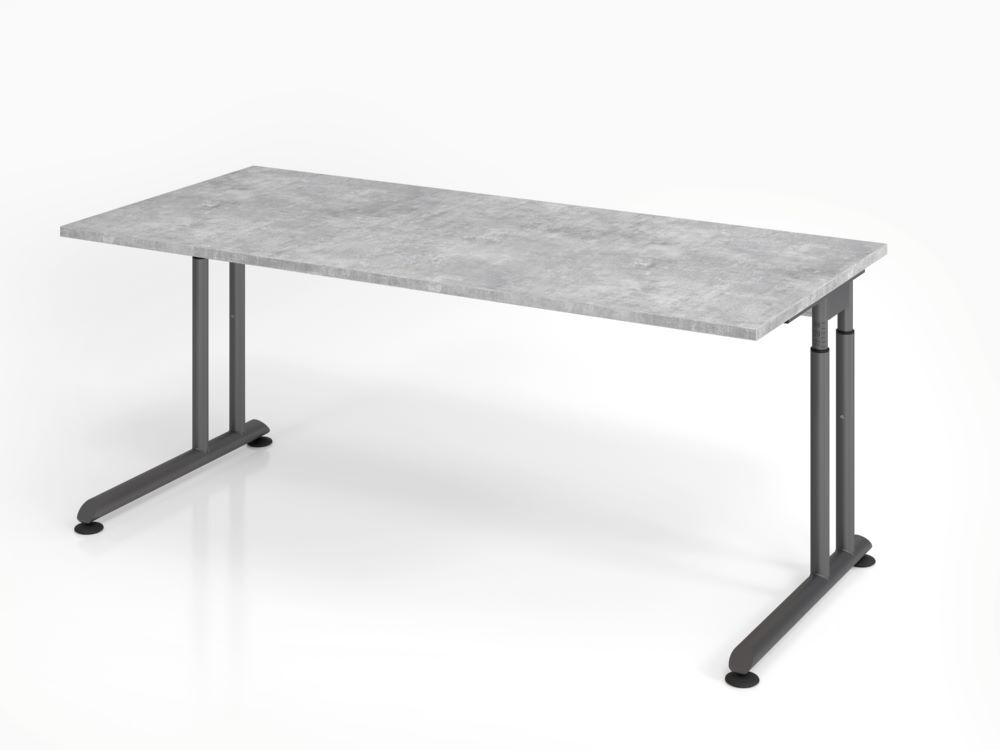 Hammerbacher Schreibtisch C-Fuß 180 x 80 cm Beton / Graphit Arbeitshöhe 68 - 82 cm Produktbild Hammerbacher Schreibtisch C-Fuß 180 x 80 cm Beton / Graphit Arbeitshöhe 68 - 82 cm